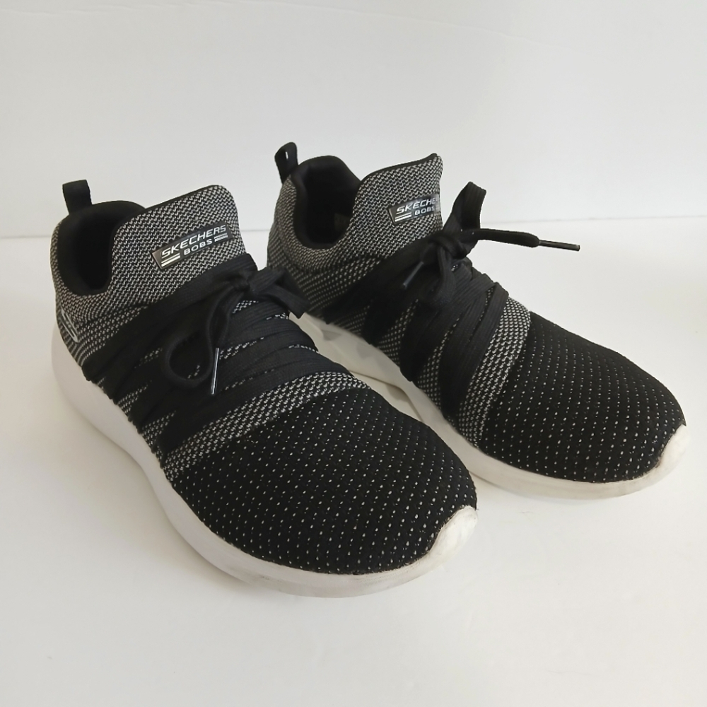 Skechers Bobs Sparrow Sneakers Womens Size 9 Black and Grey Slip-ons Memory Foam